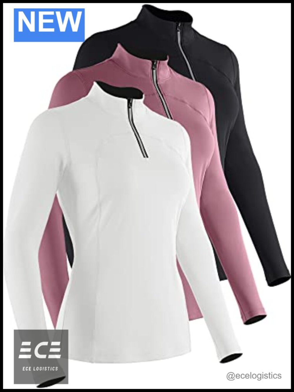 Women's Workout Long Sleeve Shirt Half Zip Mock Neck Slim Fit Athletic Top